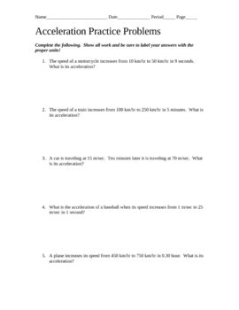 acceleration practice problems with answers.